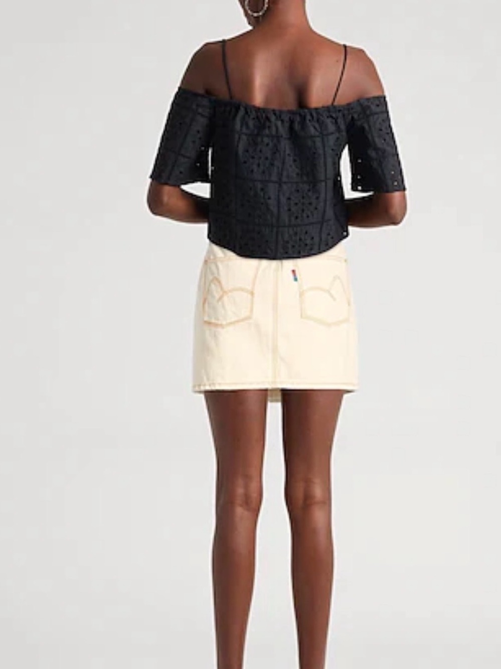 FARM Rio Cream Button-Front Mini Skirt with Contrast Stitching - Picture 2 of 11
